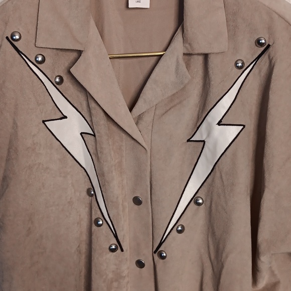 Vintage 1980s My Kinda Gal Valor Lighting Bolt Button Front Shirt Size Large - Picture 5 of 8